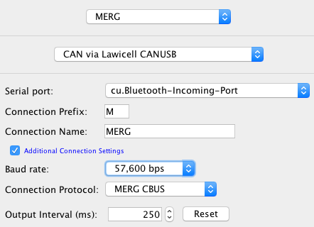 JMRI MERG Lawicell USB Connection