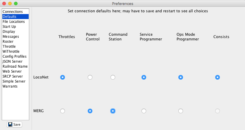 defaults pane