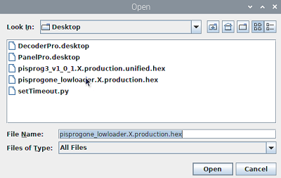 Browse to the new firmware hex file